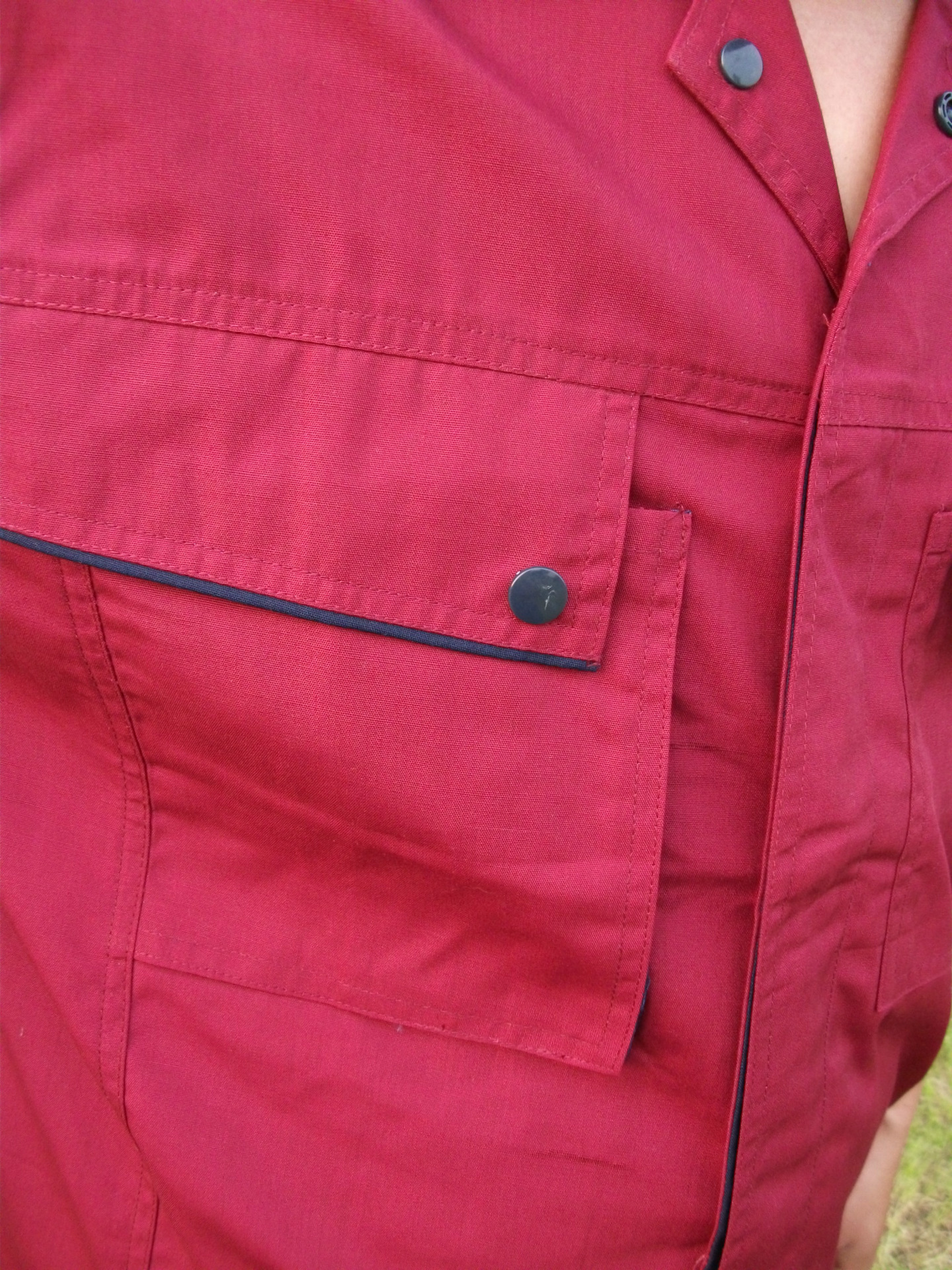 厂家直销 特价供应红色拼色涤棉工作套装 夏季短袖普通工装