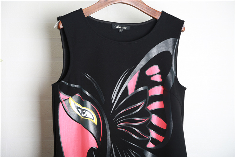 女装代理 欧美时尚蝴蝶脸谱图案无袖连衣裙 中长款打底连衣裙新款图片