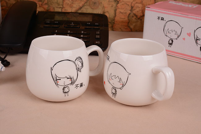 啵啵嘻新款【不离不弃】卡通情侣陶瓷杯子 bbx008 厂家直销