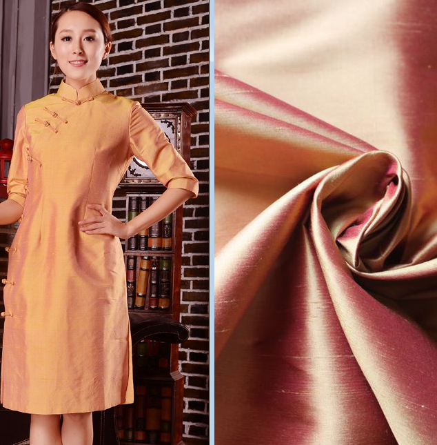 色织双宫绸厂家疙瘩绸面料供应商100%真丝旗袍面料可零售批发