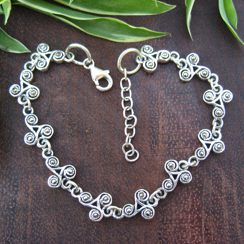 泰像银s925纯银首饰泰银个性圆形简约手链银手饰泰国工艺厂家直销