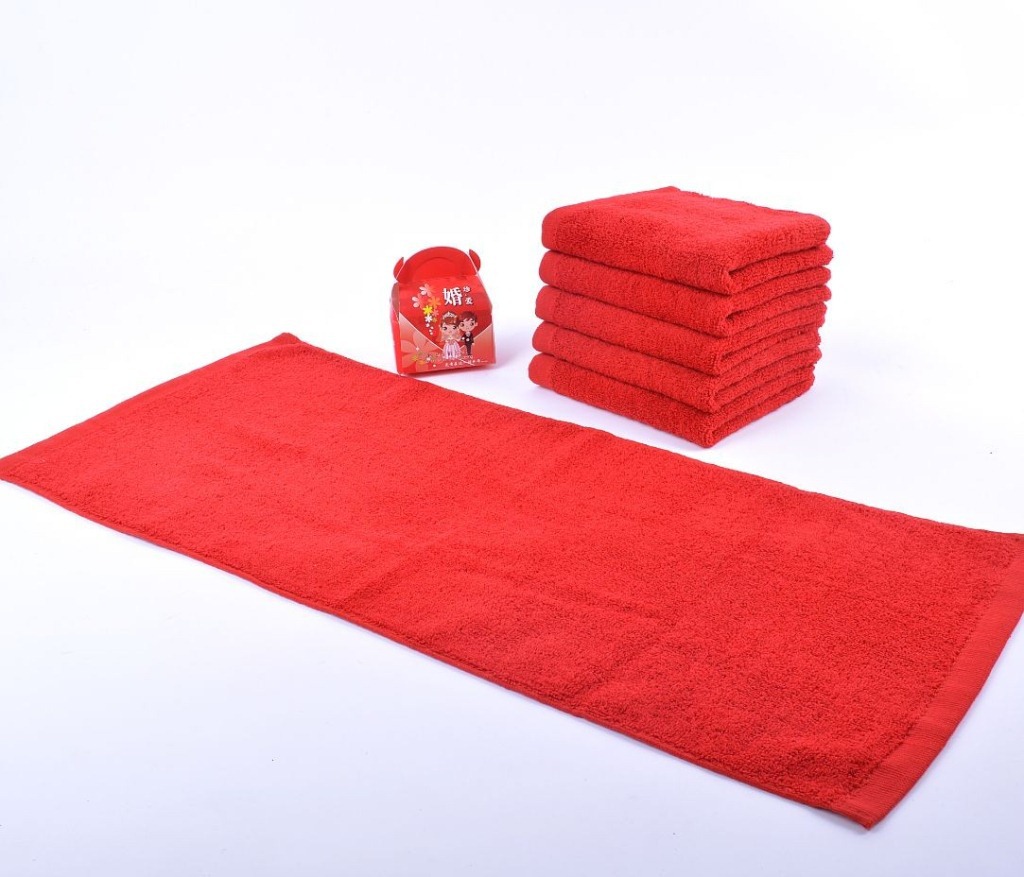 大红色纯棉毛巾结婚回礼婚庆白事回礼全棉毛巾特价厂家批发70克