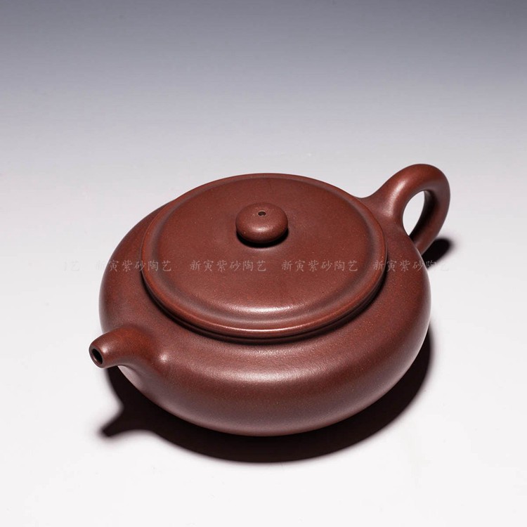 台湾回流 顾景舟款【扁仿古壶】(360cc)老紫泥