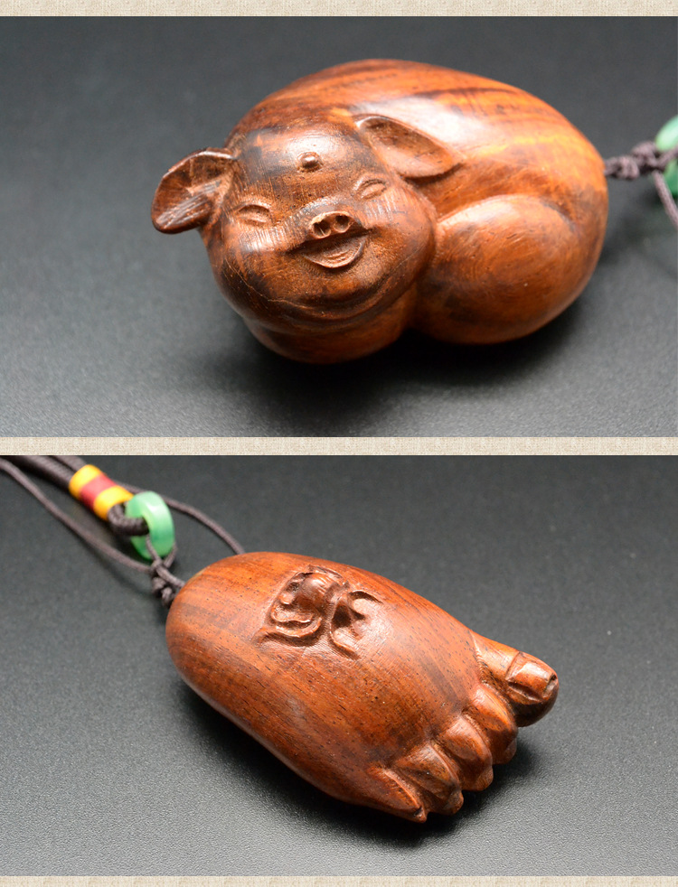 厂家批发 缅甸大红酸枝手把件 老红木雕刻沉水车挂木质挂饰