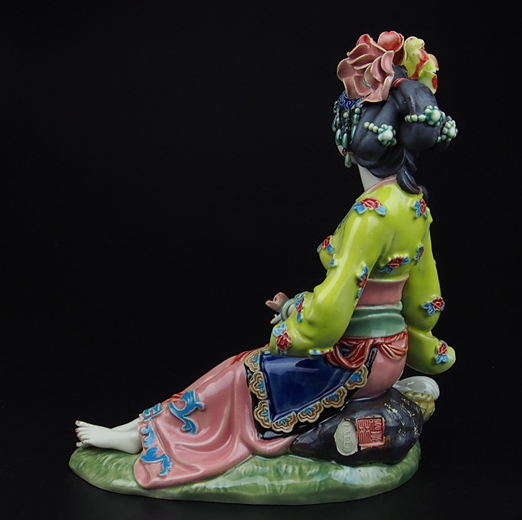 广东佛山厂家批发石湾公仔大师精品陶瓷创意摆件古典人物装饰品西施