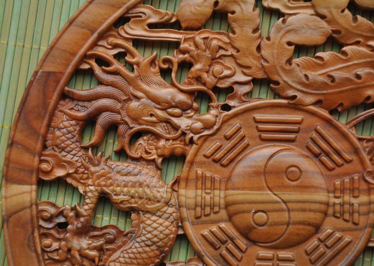 30龙凤八卦挂件fl-5045 供应雕刻工艺品 福临桃木挂件辟邪