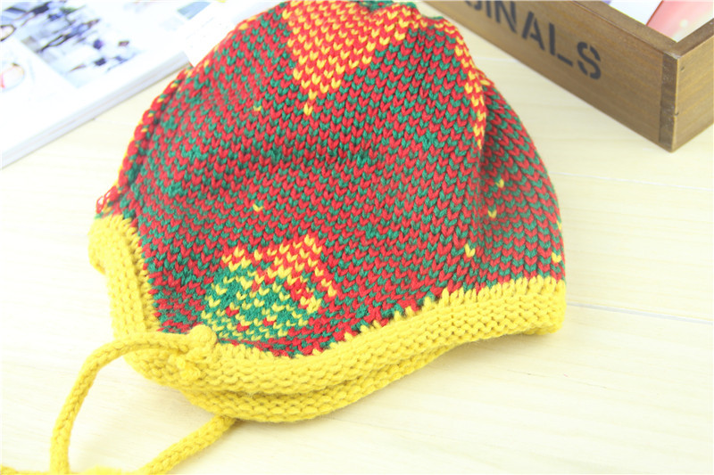 儿童保暖帽子 双球草莓护耳毛线帽 韩版秋冬款小孩针织帽子批发