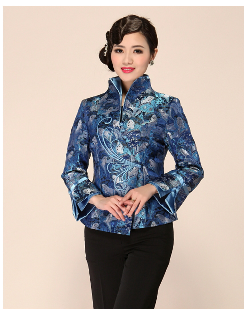 唐装女士春秋装上衣新款 长袖外套中式女装民族风 妈妈装美女图