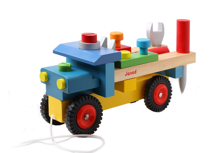 法国janod木质螺母拆装工具车 男孩最佳礼物 益智儿童玩具