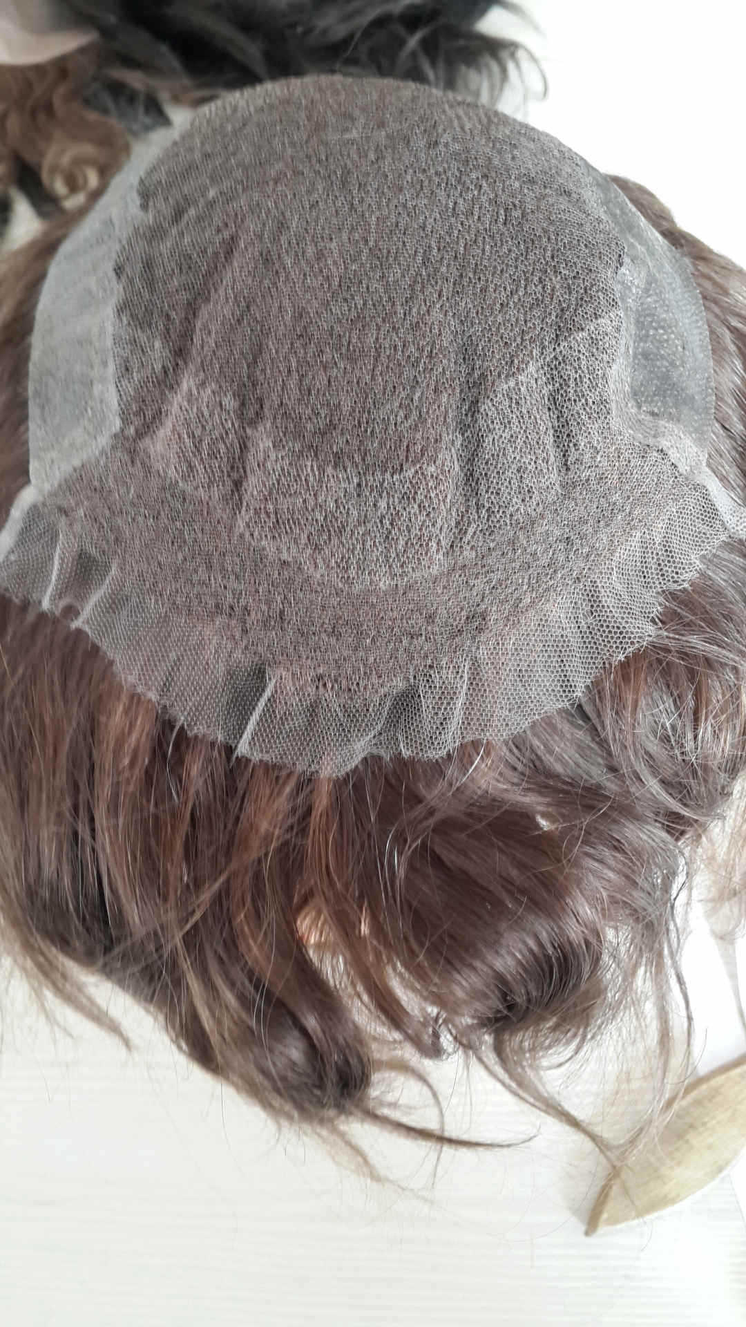 厂家直销高品质男士发块 浅棕色真人发发块