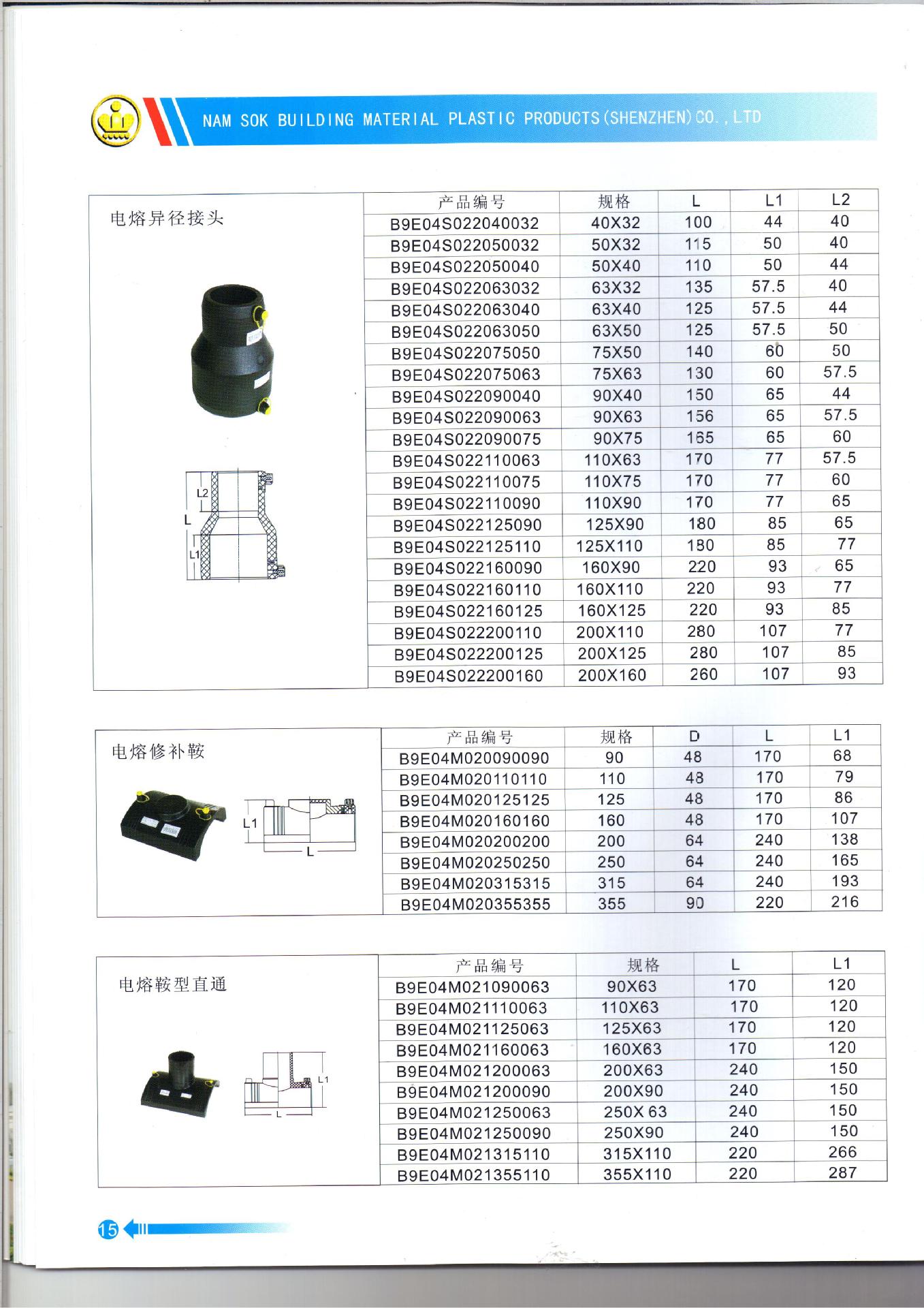 电熔管件参数图片