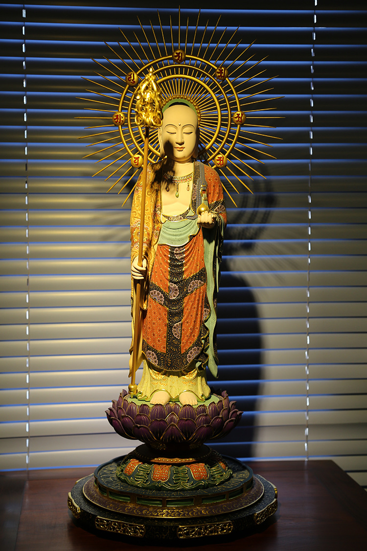 福建厦门木雕人物神像佛像摆件立地藏佛像精工樟木工艺品手工雕刻