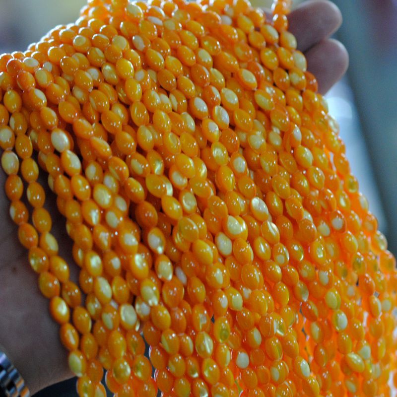 厂家批发纯天然精品7*10mm金丝贝米珠半成品批发 40厘米半成品