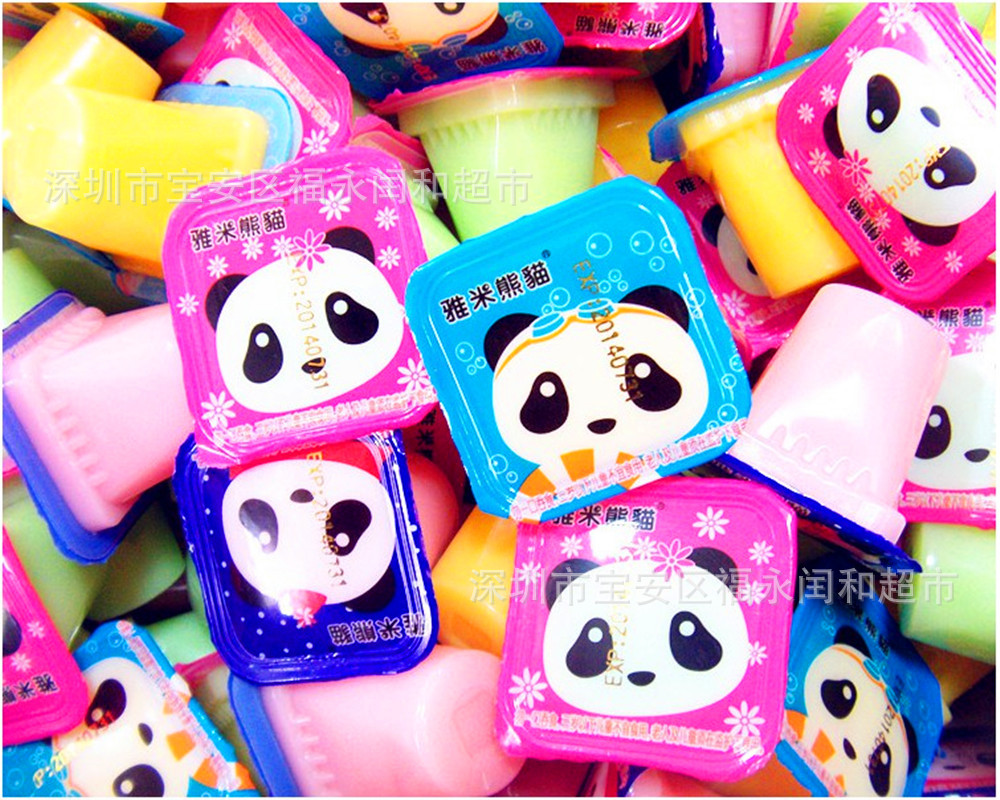 香港休闲食品雅米熊猫什锦味布丁果冻480克*15盒一箱