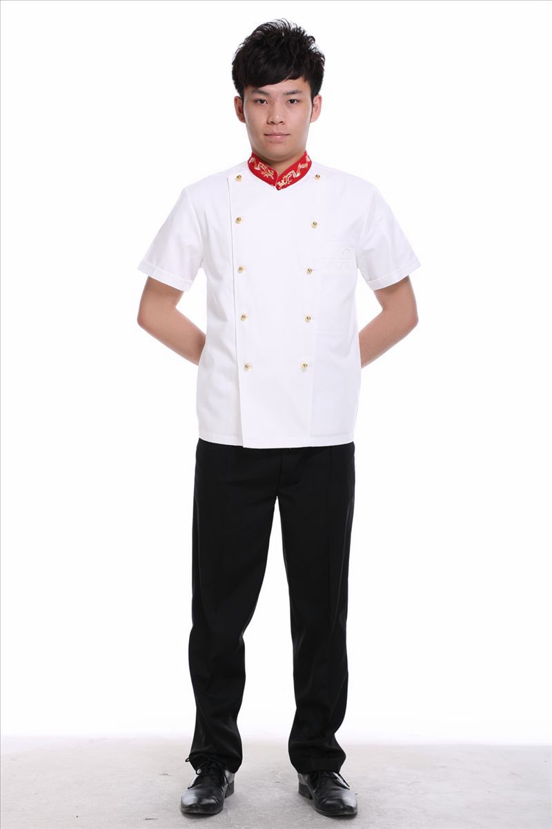 酒店工作服夏 厨师服装新款 酒店厨师制服 饭店厨师服短袖男