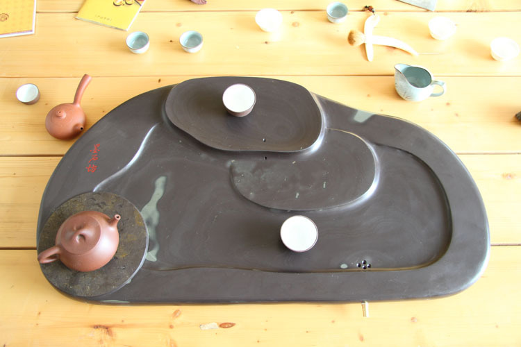 崔氏砚雕 批发纯天然手工 易水砚石茶盘0473#简约大气