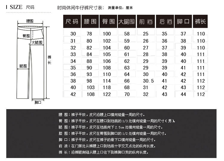  牛仔裤尺码(牛仔裤尺码3132什么意思) 第1张