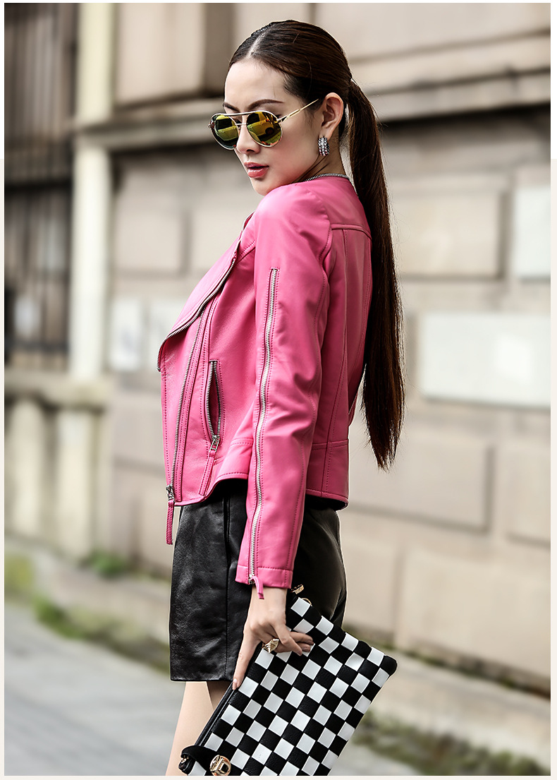 cc家小花家来自星星的你全智贤千颂伊同款芭比粉皮衣真皮高端定制