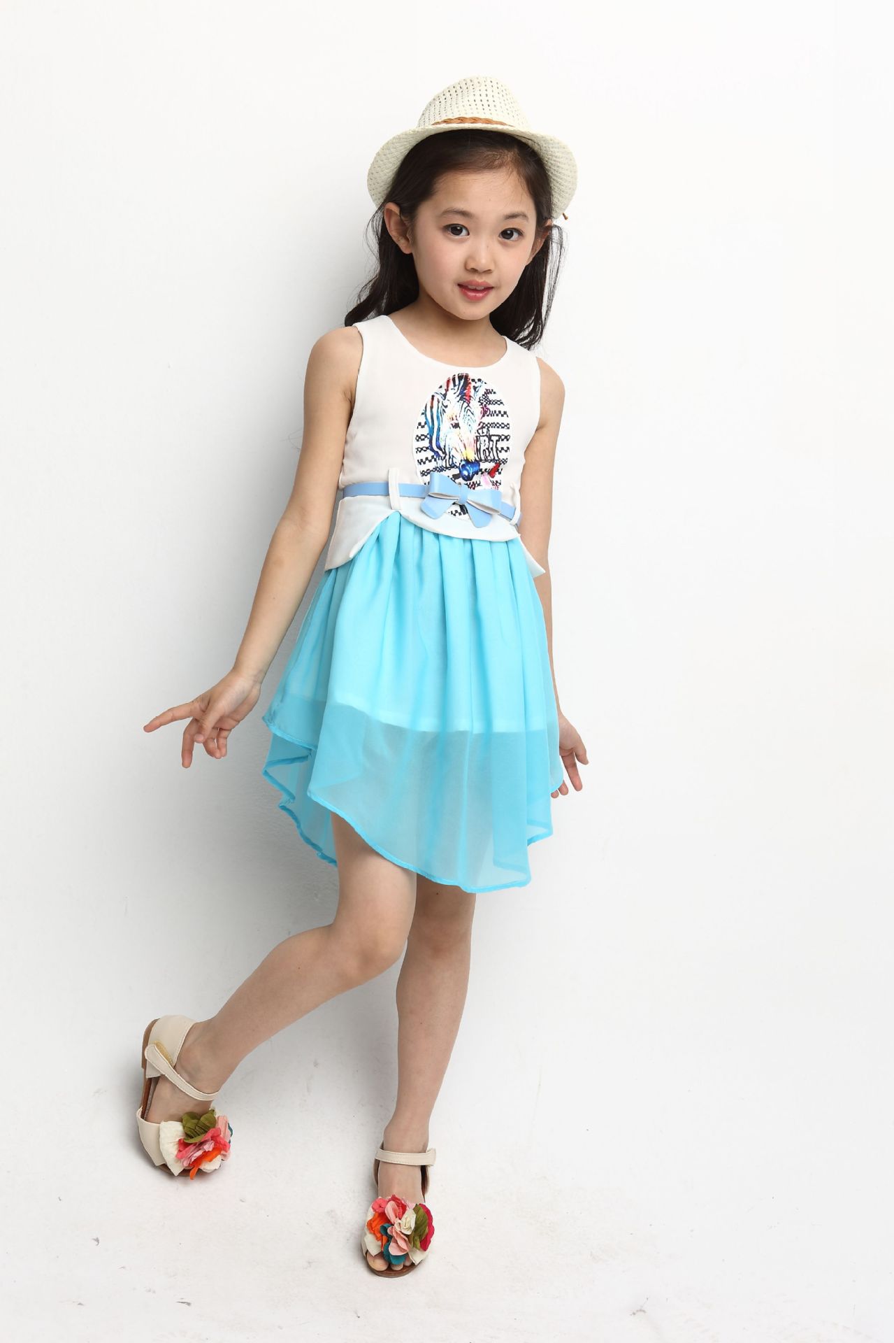 夏季新款童装童裙女连衣裙 韩版2014儿童时尚无袖雪纺裙厂家批发图片