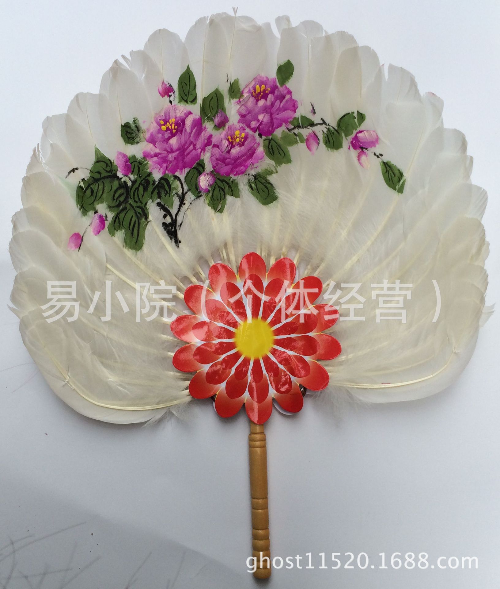 手工艺礼品新奇特羽毛扇国家非物质文化遗产画花毛花扇