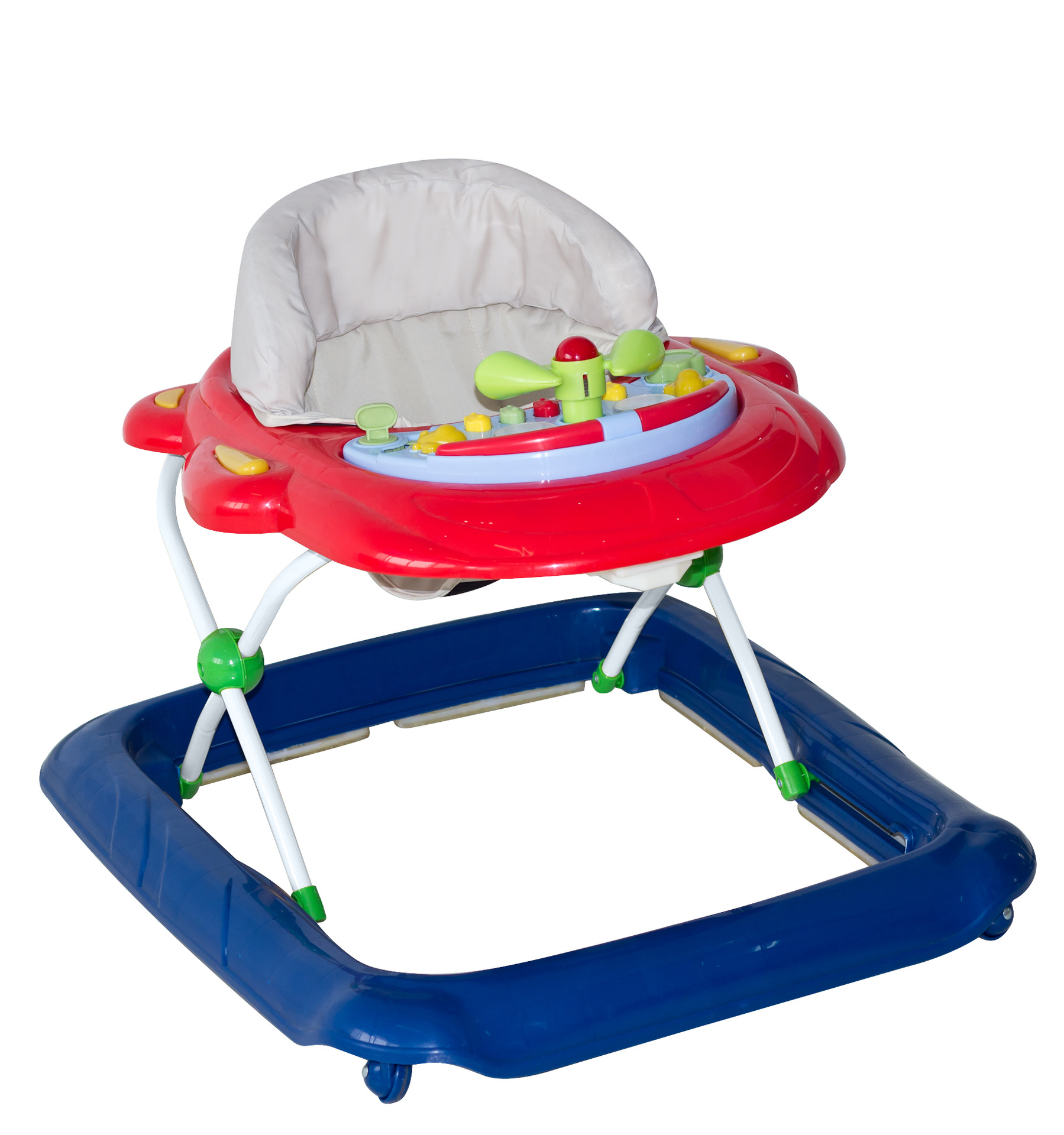 囡囝好2258带推把带脚垫带摇马可拆卸多功能学步车婴儿车