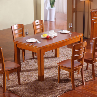 批发全实木餐桌 简约长方形组合餐桌椅 纯实木家具饭桌橡木