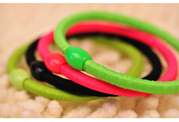 厂家直销 高弹力七彩发绳 发圈 时尚塑料珠配饰头绳 促销头饰