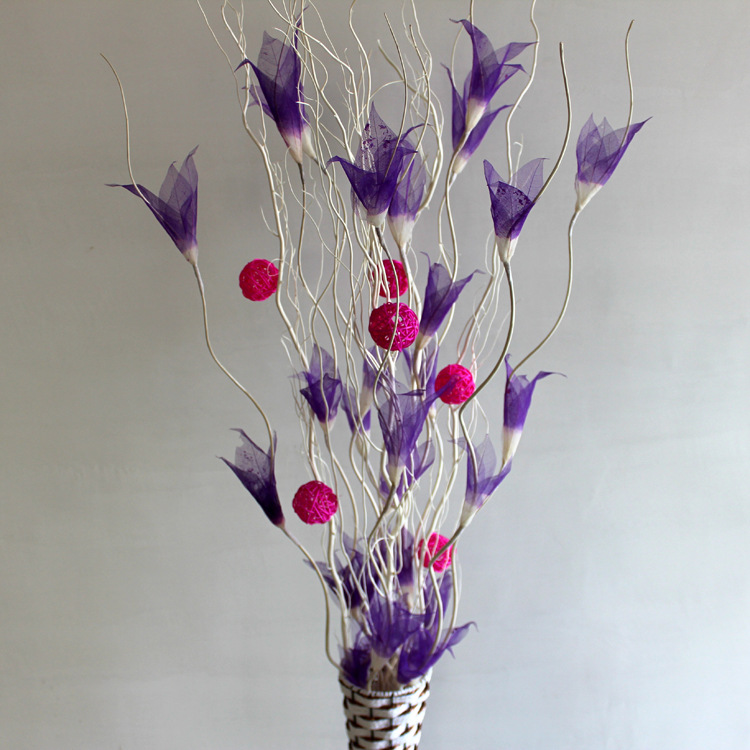 干花装饰花客厅落地叶脉花落地装饰花叶脉花飘叶百合单枝