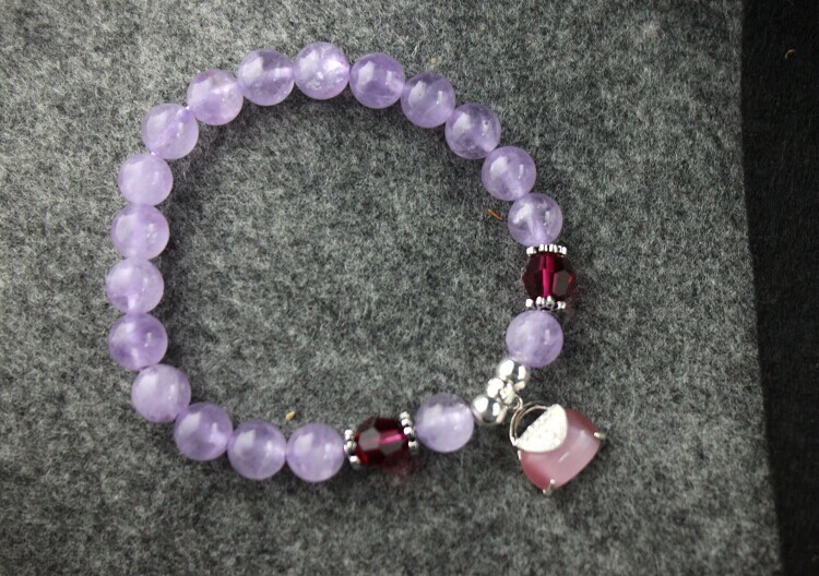 天然薰衣草紫晶手链 南非紫玉925纯银手链批发 水晶饰品