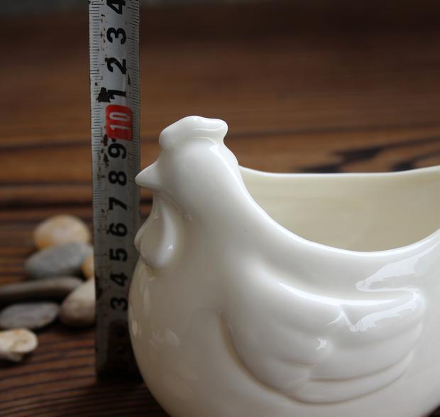 多肉花盆简约白色风格zakka杂货花器创意动物母鸡形状陶瓷花盆