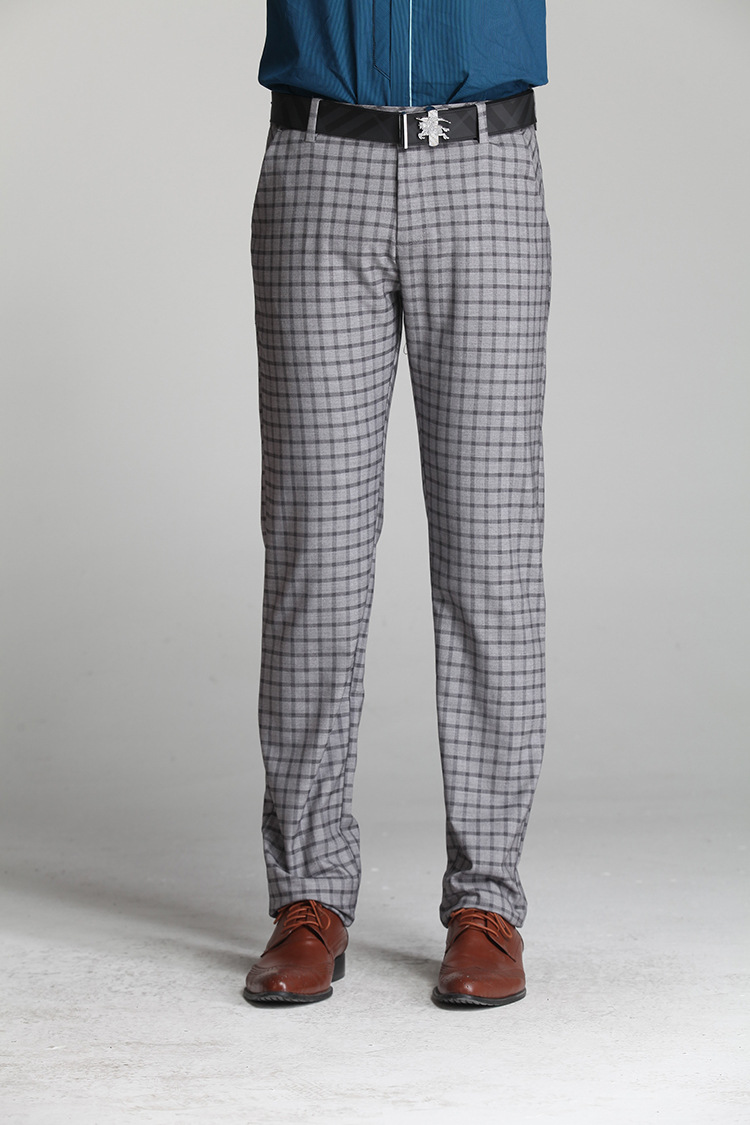 2014春装新款男士格子西裤修身百搭格子长裤男款图片_3