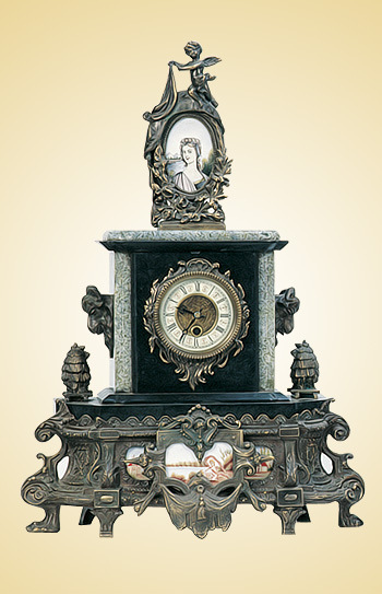 铸铜理石座钟|欧式法国钟表|老式上弦机械台钟|仿古董钟|古玩收藏