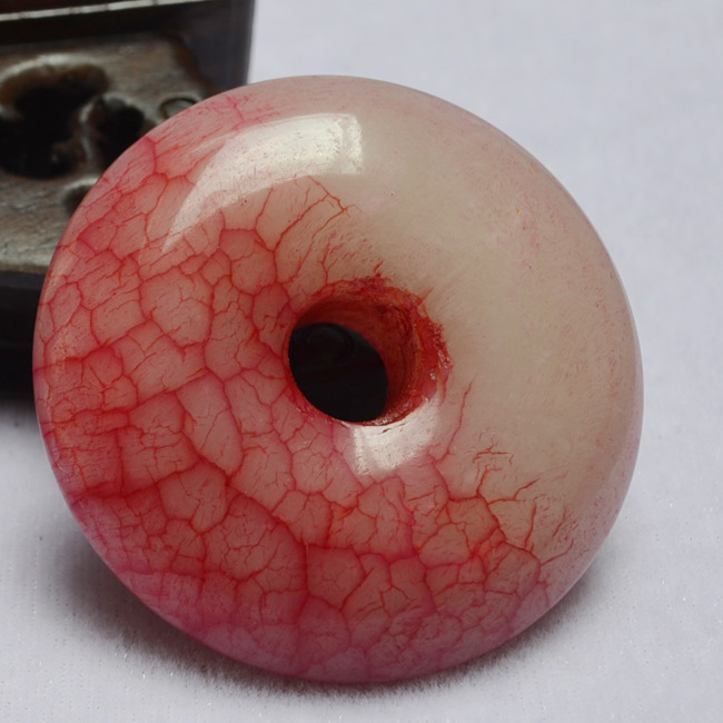 【厂家直销】天然鸡血石凤血石a级冰种步步惊心平安扣吊坠挂件