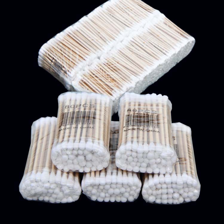 正品百合100%纯棉化妆卸妆棉木质双头无菌棉签 厂家批发