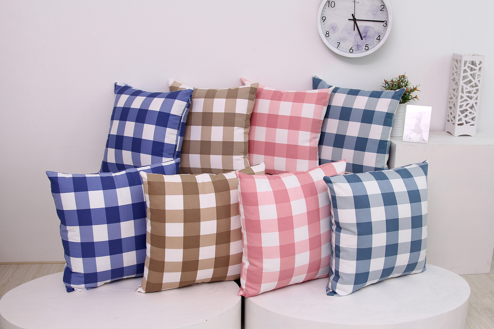 时尚格子抱枕含芯布艺靠垫沙发靠枕办公室腰枕方枕芯靠垫套