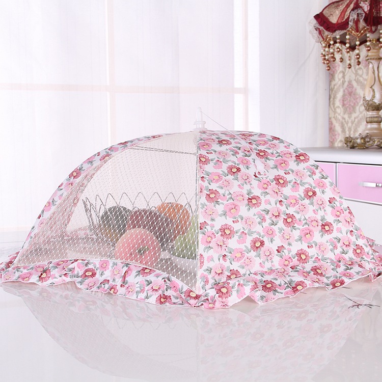 zh11高档卫生提花食物罩防蝇罩可折叠圆形防蝇饭菜罩【厂家批发】