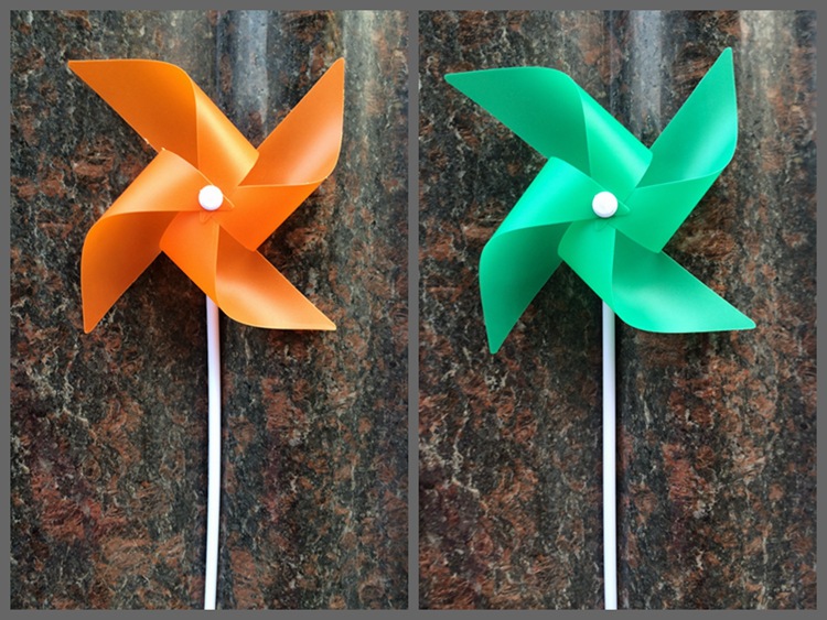 21cm四叶风车玩具批发厂家直销儿童手工diy四角纯色风车7色实心杆