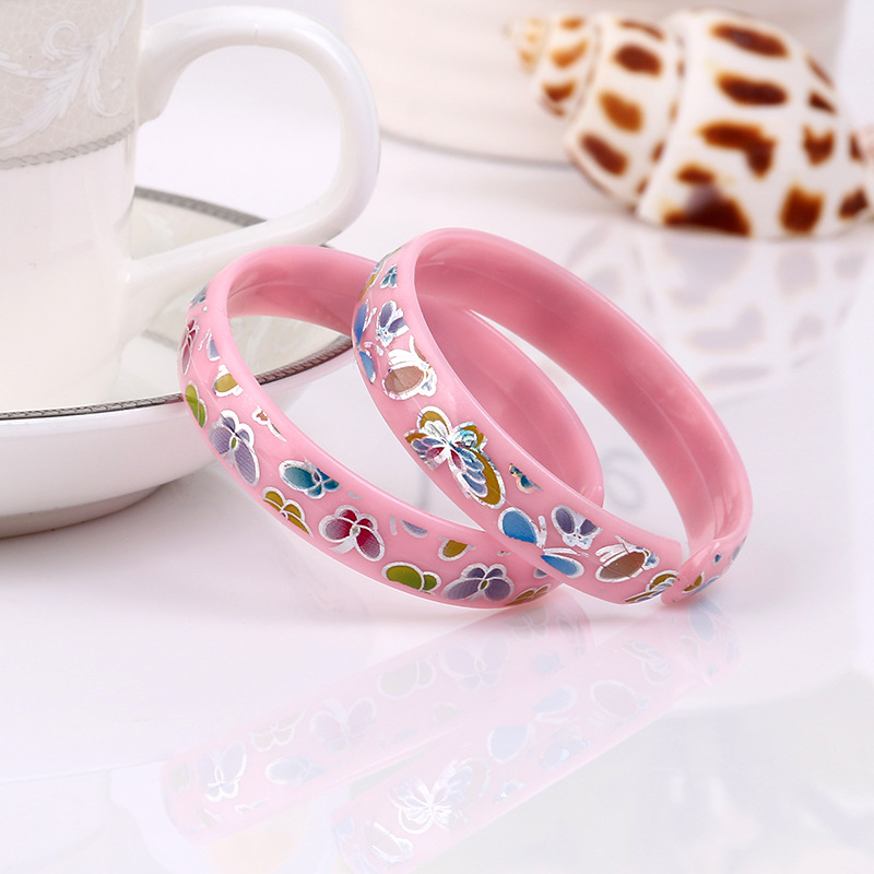 【艳款轻薄型 热销卡通儿童1cm塑料开口手环 手镯饰品批发】浙江金华