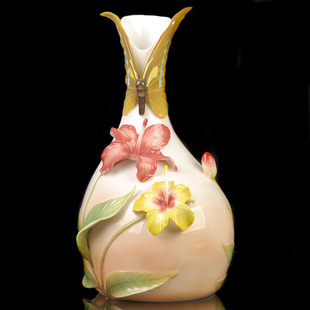 【小额批发】精美法兰瓷/陶瓷花瓶-蝶恋花16.5寸