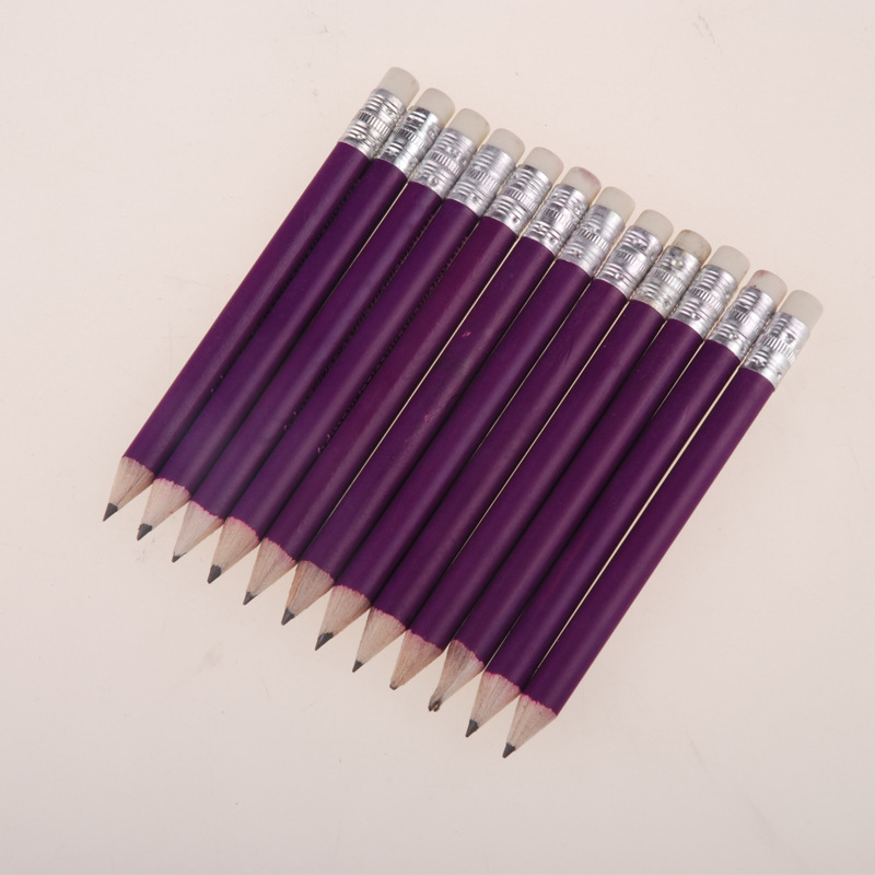 义乌厂家生产定做高尔夫铅笔 10cm短hb带橡皮铅笔 学生用品百货