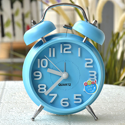 韩国4寸时尚超静音立体数字扫描响铃闹钟糖果色白领闹钟礼物