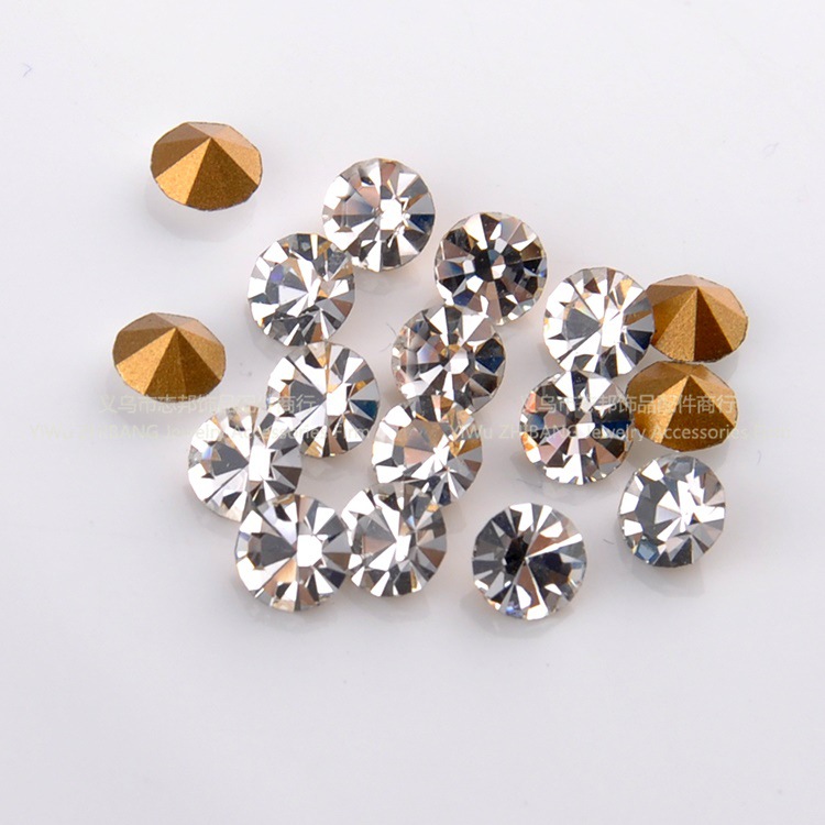 5 高仿捷克水钻金底白色水钻玻璃钻 厂家直销