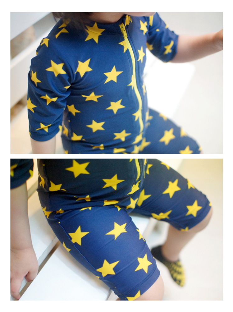 2014新款韩国儿童泳衣 连体星星男童泳衣 宝宝泳衣 儿童游泳衣