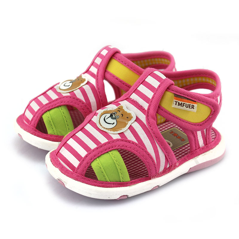 托米福儿夏季儿童布凉鞋1-4岁宝宝小童鞋条纹卡通熊批发代发c2901