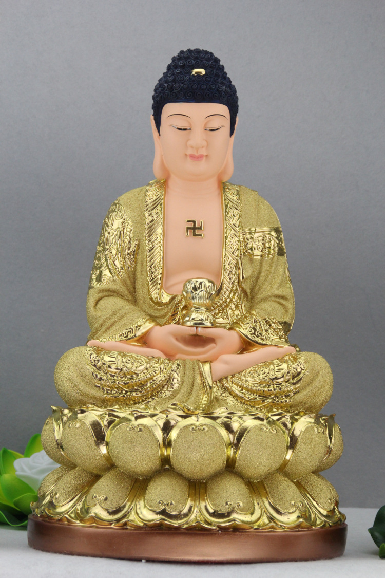 新品上市树脂玻璃钢佛像树脂鎏金三宝佛之阿弥陀佛38厘米