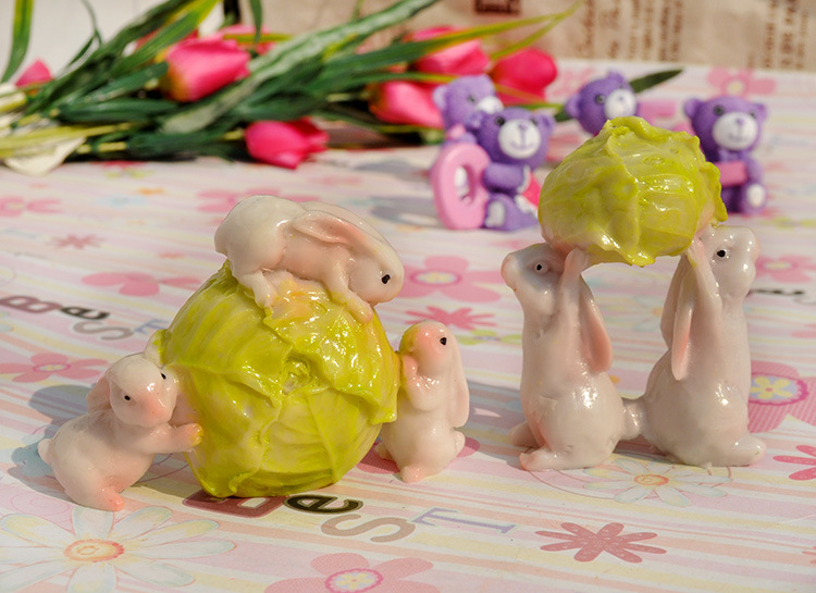 【做旧树脂抱包菜白菜兔子 树脂工艺品摆件 微景观装饰品b0145】浙江