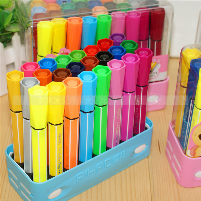 爱好1771粗头肥仔儿童粗杆水彩笔12 18 24 36色水彩