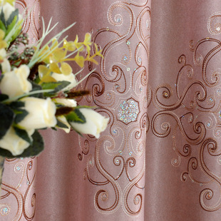 厂家直销新款特价麦驰奢华欧式植绒绣花窗帘布 客厅窗帘特价