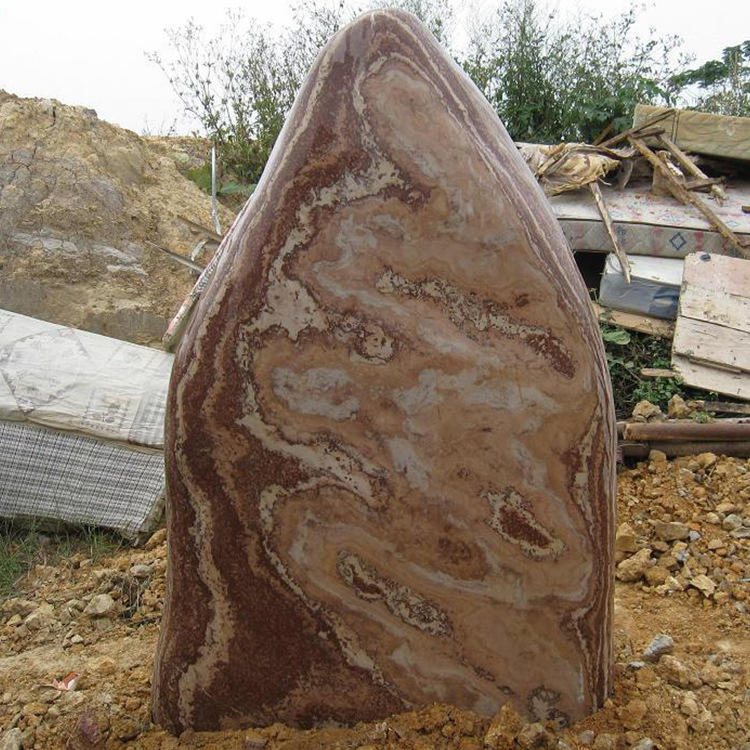 热荐】大型优质石材叠彩红纹石园林景观 石天然  刻字提供礼品