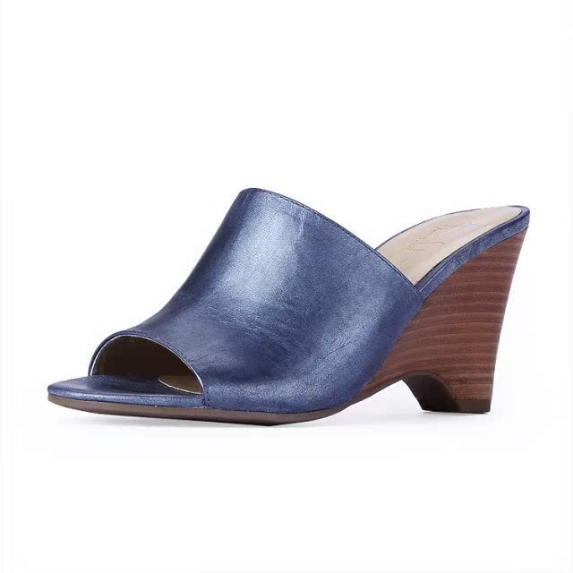 外贸真皮拖鞋批发 时尚鱼嘴套脚糖果色 防滑休闲坡跟女式凉拖鞋